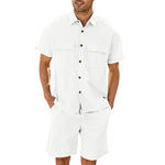 Men's Summer Lapel Shirt And Shorts