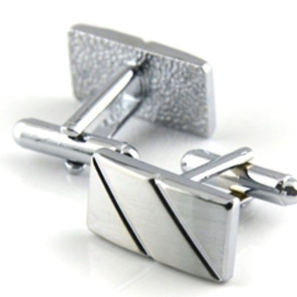 Men's Silver Diagonal Cufflinks