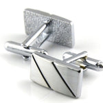 Men's Silver Diagonal Cufflinks