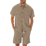 Men's Summer Lapel Shirt And Shorts