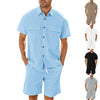 Men's Summer Lapel Shirt And Shorts