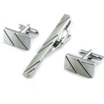 Men's Silver Diagonal Cufflinks