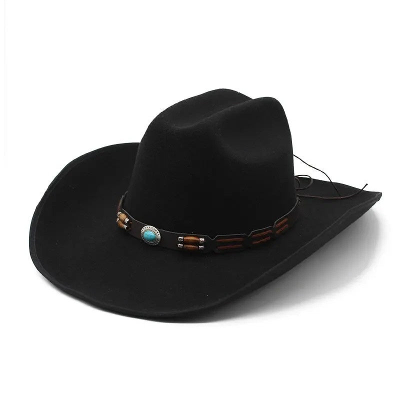 Woolen Hat Turquoise Belt Western Denim