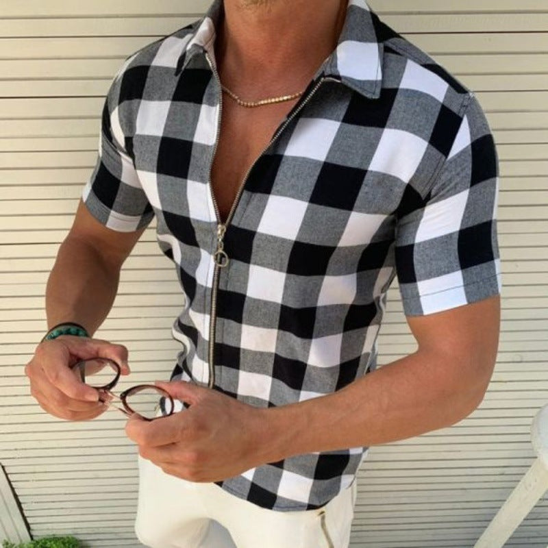 Men's Plaid Zipper Shirt